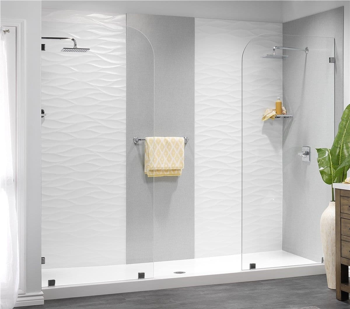White Bathroom with Yellow Towel